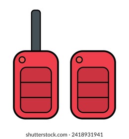 Juego de icono de la llave del coche, diseño de la web del sistema de puertas, ilustración del vector del botón de desbloqueo.