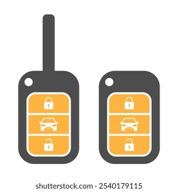 Conjunto de icono de llave de coche, Diseño web de automóvil de seguridad del sistema de puerta, desbloquear la Ilustración vectorial de Botón .