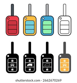 Set of Car key icon, door system safety automobile web design, unlock button vector illustration .