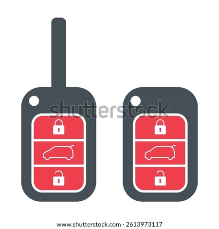 Set of Car key icon, door system safety automobile web design, unlock button vector illustration .