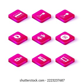 Set Car key with remote, Audio, service, air filter, Fuse, Gear shifter,  and  icon. Vector