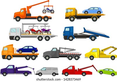 Set of car loaders. Vector illustration on white background.