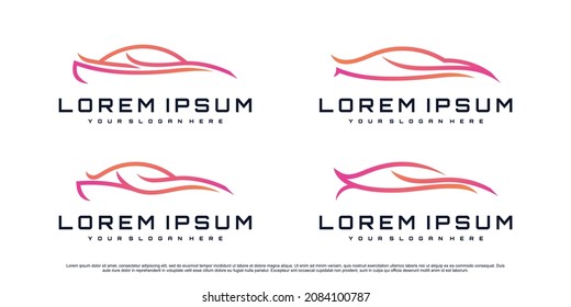 Set of car logo design with line art style Premium Vector