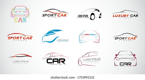 Juego De Logotipo De Auto. Colección de vectores. Ilustración del vehículo de concepto