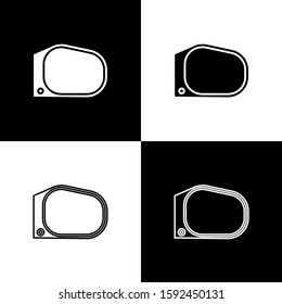 Set Car mirror icon isolated on black and white background.  Vector Illustration