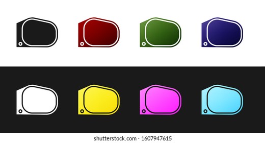 Set Car mirror icon isolated on black and white background.  Vector Illustration