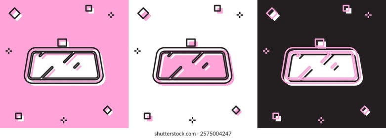 Set Car mirror icon isolated on pink and white, black background.  Vector