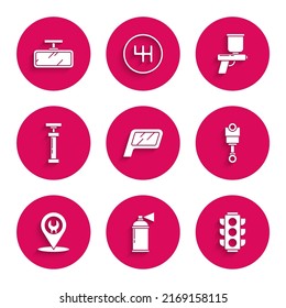 Stellspiegel, Paint Spray Dose, Traffic Light, Motor Kolben, Service, Pistole und Icon. Vektorgrafik