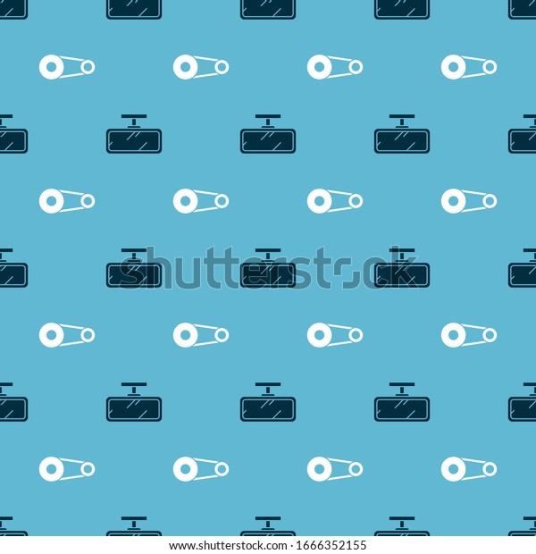 Set Car mirror and Timing belt kit on seamless\
pattern. Vector