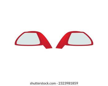  Set Of Car Mirrors Hi-Quality Premium Design. White Background. Looking Glass Illustration Clip Art For Car.