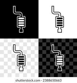 Set Car muffler icon isolated on black and white, transparent background. Exhaust pipe.  Vector