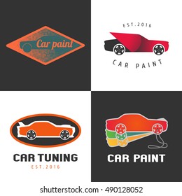 Set of car paint, car parts vector icon, symbol, sign, logo, emblem. Template graphic design element for tuning automobile garage, service