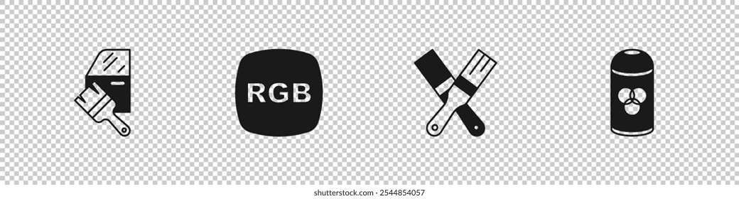 Set Car painting, RGB, Paint brush and spray can icon. Vector
