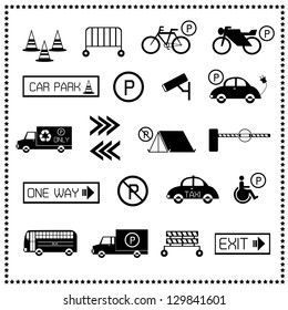 Set of car parking icons, Vector illustration