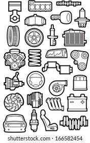 set of car part contours