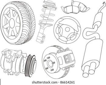 set of car part contours