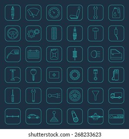 Set of car parts icons. 
