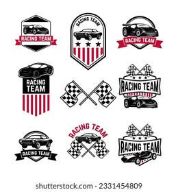Set of the Car Racing Labels,Icons and Design Elements. Label,logo or badge design template. Vector illustration.