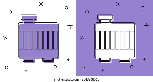 Set Car radiator cooling system icon isolated on white and purple background.  Vector