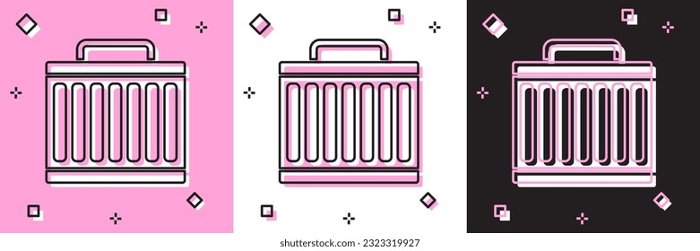 Set Car radiator cooling system icon isolated on pink and white, black background.  Vector