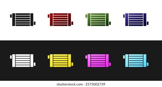 Set Car radiator cooling system icon isolated on black and white background.  Vector