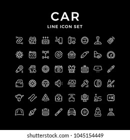 Set of car related line icons