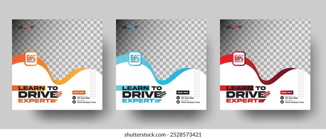 Set von Autovermietung bearbeitbare quadratische Instagram Banner Vorlage. oder Autovermietung Banner Promotion Instagram Post Design