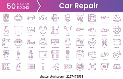 Set of car repair icons. Gradient style icon bundle. Vector Illustration
