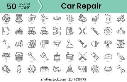 Set of car repair icons. Line art style icons bundle. vector illustration