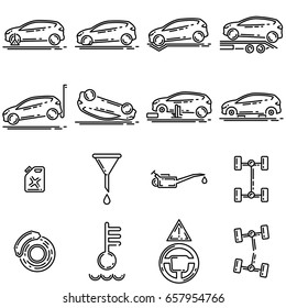 Set of car repair outline vector icons.
