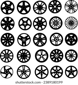 Set of car rims icons. Vector illustrations Isolate on a white background