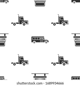Pkw, Schulbus und Lkw-Lieferwagen auf nahtlose Bauart setzen. Vektorillustration