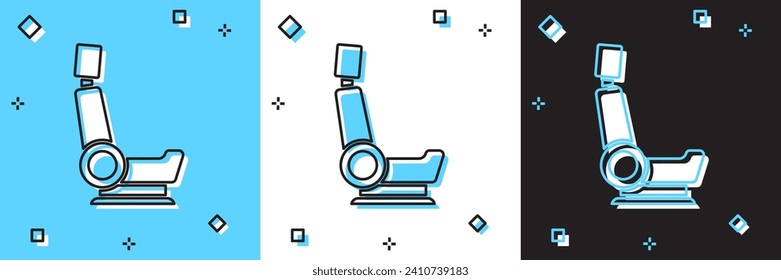 Set Car seat icon isolated on blue and white, black background. Car armchair.  Vector