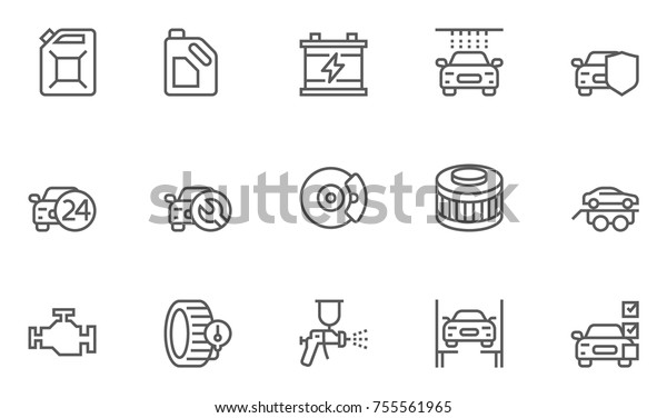 Set of Car Service,\
Auto Repair and Transport Vector Line Icons. Editable Stroke. 48x48\
Pixel Perfect.