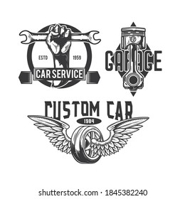 set car service emblems labels badges logos