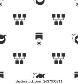 Set Car service, Engine piston and Gear shifter on seamless pattern. Vector