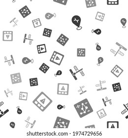 Set Car service, Great Bear constellation, Road traffic sign and Gps device error on seamless pattern. Vector