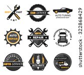 Set of car service labels, emblems and design elements