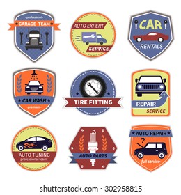 Set of car service labels, emblems and design elements