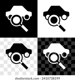 Establezca el icono de uso compartido de coches aislado en fondo transparente y en blanco y negro. Cartel de carga compartida. El concepto de servicio de alquiler de transporte.  Vector