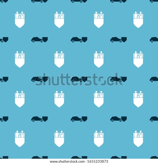 Set Car with shield and Family insurance\
with shield on seamless pattern.\
Vector