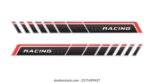 set car side stripes left right. Racing vehicle graphics vinyls vector