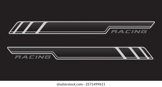 set car side stripes left right. Racing vehicle graphics vinyls vector