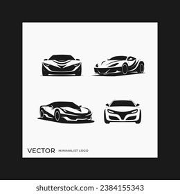 Set of car silhouette logo, simple elegant automotive symbol, clean icon for luxury brand