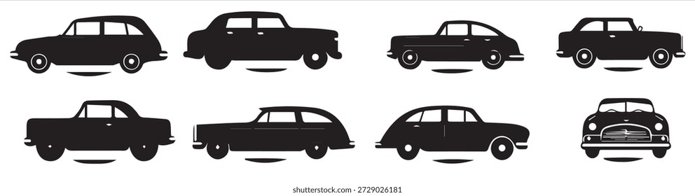 Conjunto de Ilustración vectorial de silueta de coche