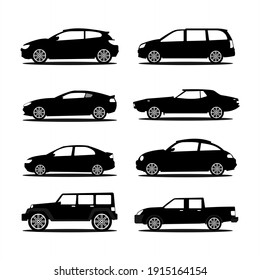 set of car silhouettes illustrations 