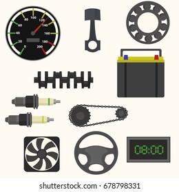 Set of car spare parts.