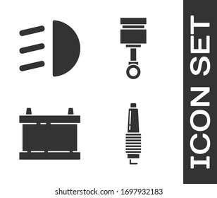 Ajuste la bujía del Camión, la luz de carretera, la batería del Camión y el icono del pistón del motor. Vector