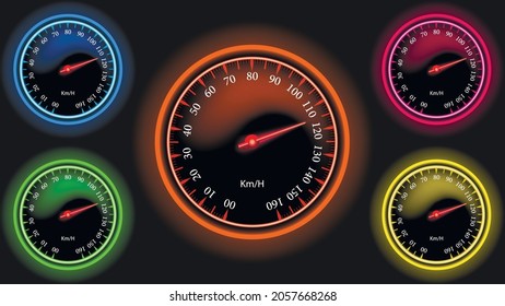 Set of the car speed meter abstract