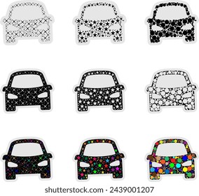 set of car stickers cutout bubbles and circles mosaic